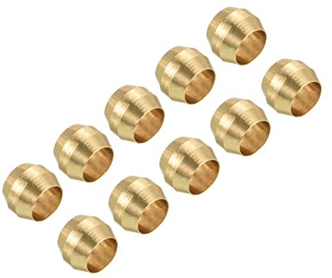PATIKIL 4mm Tubo Ottone Compressione Manicotto Ferrule, 10pz Ottone Compressione Raccordi