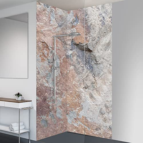 yourplate Duschrückwände mit individueller Größe (2 Rückwände – Premium Nano Glanz – st81) – Duschrückwand Alu mit Feuchtigkeitsschutz – Rückwand Dusche zur einfachen Montage