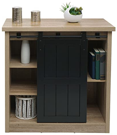 Mendler Kommode HWC-K75 Industrial, 84x80x40cm - naturfarben | Schrank, Regal, Schiebetüre, 5 Staufächer, Holz-Optik, Metall