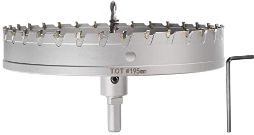 sourcing map Lochsäge 195 mm Hartmetallbohrer Metall Bohrer Titanbeschichteter Hartmetallschneider mit Sechskantschlüssel für Edelstahl Eisen Legierung Holz Kunststoff