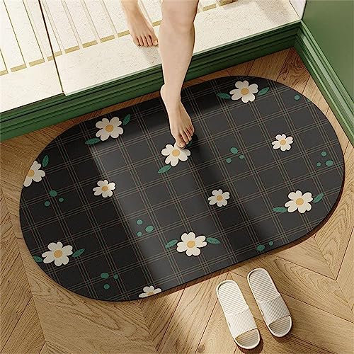 Heeboode Badematte Rutschfester Badezimmerteppich Absorbierender Badteppich 50x80cm Duschmatte Schnelltrocknende Badematte Home, Badvorleger rutschfest Waschbar, Bad Teppiche Badezimmermatte Schwarz