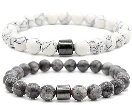 2 st armband, 8 mm natursten herr och dam turkos/amfibol pärlarmband stapelbar stretch armband