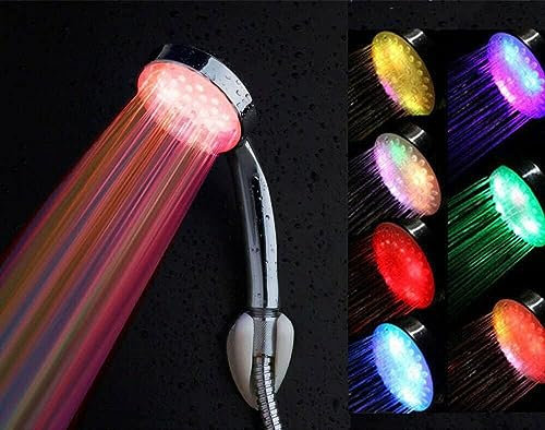 Shower Head LED Color Changing, 7 Color Changing Shower Heads, No Batteries/Electricity Required, Light Up Water Saving Handheld Showerheads, Shower for Dry Skin & Hair