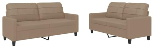 vidaXL Ensemble de canapés 2 pcs avec Coussins Cappuccino Similicuir