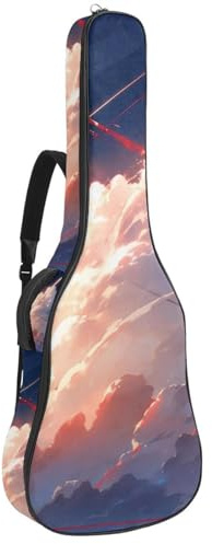 Große Universal-Akustikgitarrentasche, wasserdichte Gitarren-Gigbag mit Schwamm-Schutzschicht, mehrere Taschen, Gitarren-Rucksack, Flugzeugmuster, mehrfarbig, 42.9x16.9x4.7 in, Gitarrentasche