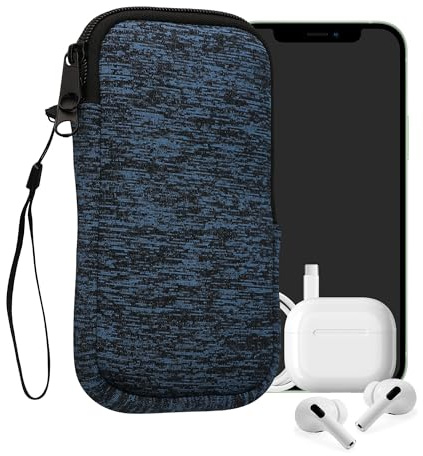 kwmobile Universellt neoprenfodral för smartphone - skyddsfodral med dragkedja för XXL - 18 cm Oxford-blå/svart