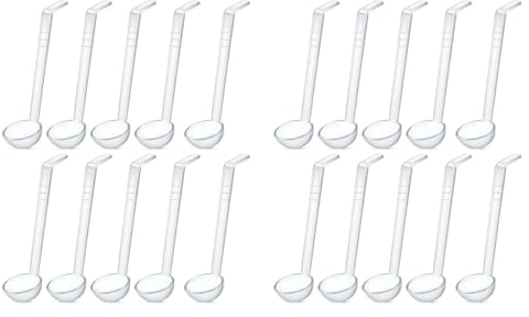 Haztholf 20 cucharones pequeños transparentes de 7.8 pulgadas y 1 onza para salsa, ponchero, cucharón de plástico de , cucharas de servir