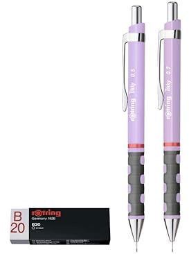 rOtring Tikky Druckbleistifte mit Rapid B20 Radiergummi | HB | 0,7 mm 0,5 mm | Flieder | 2 Bleistifte + 1 Radiergummi