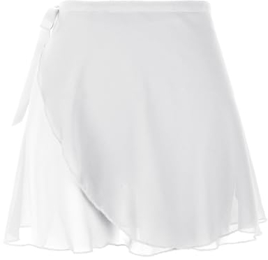 Ballettkleidung Damen Wickelrock Kurz Ballettrock Damen Chiffon Tanz Rock Verstellbare Taille Krawatten Gymnastik Ballettrock Tanzrock, atmungsaktiver Ballettrock für Damen (weiß)