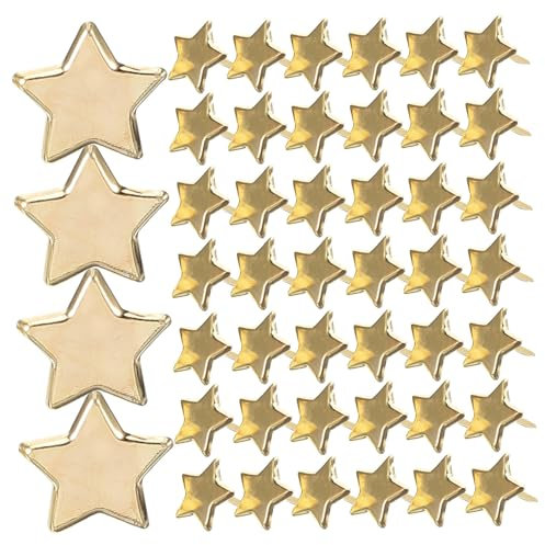 Gogogmee 50stücke Goldene Mini Stern-brads Doppelte Füße Bastelnägel Scrapbooking Befestiger Für Kreative Handarbeiten DIY Anwendungen Langlebig Und Einfach Zu Verwenden