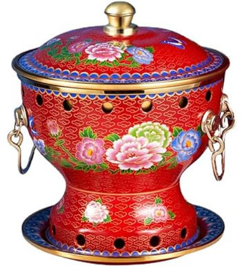 HHCTEBEC Cloisonne-Einzeltopf Kleiner Eintopf Traditioneller Chinesischer Eintopf Aus Reinem Kupfer Aus Peking Retro-Hammel-Eintopf Kleiner Kupfertopf t für Familienfeiern Zu Hause,A