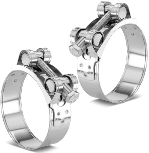 2 Pcs 304 Stainless Steel Articulated Bolt Hose Clamps, Adjustable 32-35mm Clamping Range, Heavy Duty Hose Clips for Secure Gas Pipe, Water Pipe, Fuel Line Connections