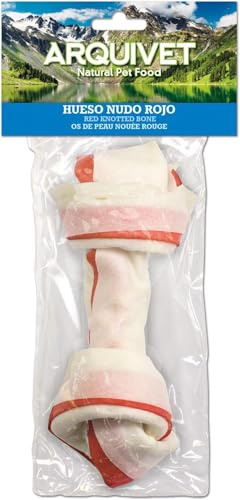 Arquivet, Hueso Nudo Rojo, Snacks Piel para Perros, 11 cm (Bolsa 1 ud,) (Paquete de 6)