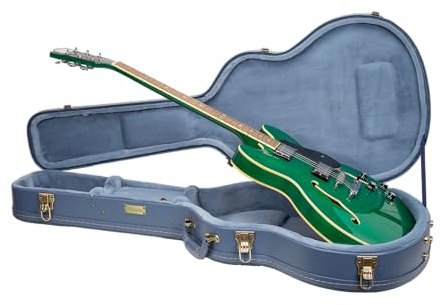 Crossrock Relief Series-Holzkoffer für 335 Style 6-Saiter Semi-Hollow E-Gitarren, mit stark strukturierter Oberfläche, Kunstfell in Nerzoptik, Edelstahlverschlüssen – Rauchblau (CRW630SASB)