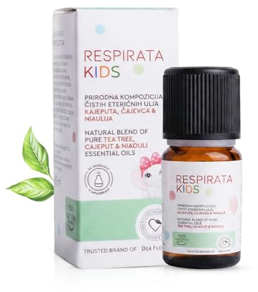 Respirata Öl für Kinder 10ml – 100% Reine Ätherische Ölmischung mit Niauli, Teebaum, Eukalyptus, Cajeput, Myrte & Zedernholz – Ideal für Aroma Diffuser & Inhalation – Sanft, Natürlich & Wohltuend