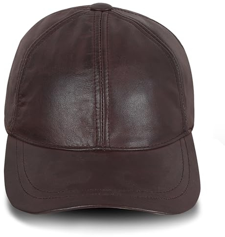 URBAN 5884 Cappellino in Vera Pelle Cappello da Baseball Uomo e Donna con Visiera, Berretto in Pelle Morbida