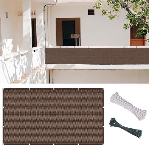 Pare-Soleil pour Jardin 95 x 280 cm Brise-Vue Balcon Clôture Panneau de Clôture HDPE 220G/M², Protection Contre Vent, Soleil, avec Cordons, pour Patio/Terrasse/Grillage, ‎Marron