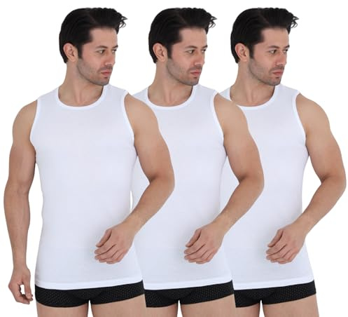 UNDEREA Herren Unterhemd 3er Pack Weiß, 100% Baumwolle Tank Top, Atmungsaktive Muskelshirts & Achselshirts, Ärmellos mit Rundhals für Sport, Freizeit & Business, L