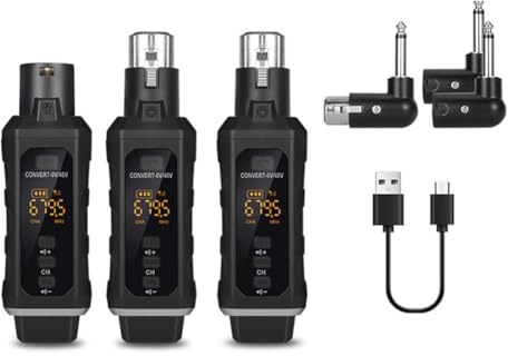 Ptdfjspt Adattatore XLR Condensatore 48V Trasmettitore Ricevitore Microfono Wireless per Microfono Dinamico Chitarra Mixer Audio