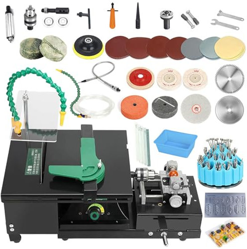 5 In 1 Mini Electric Table Saw Craft for Cutting/punching/grinding/engraving/polishing, 1590w Gem Polishing Grinding Machine, Multi Electric Chop Bench Saws with Speed Regulation
