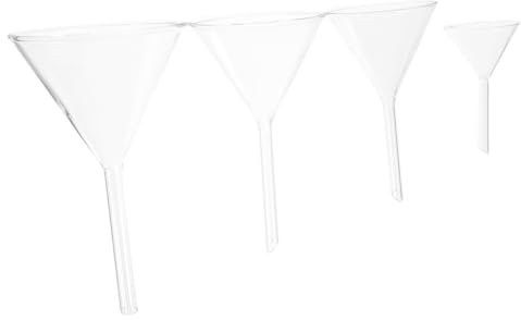 Zerodeko 4piezas Embudos De Vidrio Transparente Para Experimentos Científicos Embudo De Filtración Para Laboratorio De Borosilicato Científicos