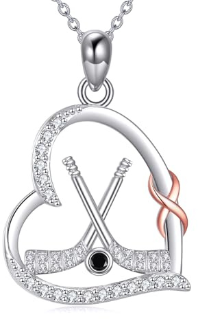 YAFEINI hockeyhalsband, 925 sterlingsilver, halsband med hockeyklubba och bollhänge, hockeysmycken, presenter till kvinnor