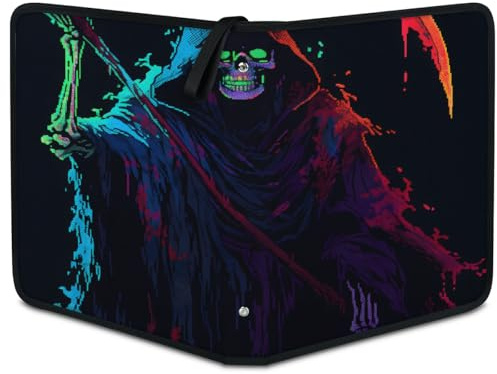 Zestdesign Trading Card Binder Easter Skeleton 4 Pocket Cards Collection Binder Premium 400 Double Sided Pocket Sickle Ghost Card Folder Albums for Sports Game Cards with Sleeves
