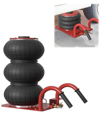 UISEBRT 3T Pneumatisk luftkudde domkraft 150–400 mm 6 600 pund – trippel domkraft med hydraulisk domkraft och böjt handtag för SUV, lastbilar, bilar