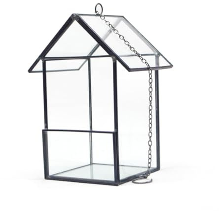 WEKADRIN Glas Pflanzenhaus mit Hängekette Geometrisches Gewächshaus Design Stilvolles Glas Terrarium für Zimmerpflanzen Dekoratives Blumenhaus für Wohnzimmer Büro und Garten