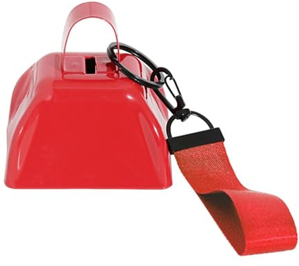 Luwecf Cowbell Manual Metálico con Cuerda para Muñeca Timbre Ruidoso Portátil para Juegos Celebraciones Bodas Clases Adecuado para Animar Reuniones Y Activid, Rojo
