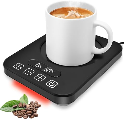 Kqpoinw Kaffeetassenwärmer Tassenwärmer, Elektrischer Kaffeewärmer für den Schreibtisch mit 9 Temperaturstufen und 1-12h Abschaltautomatik, Teewärmer Kerzenwärmer Getränkewärmer für Tee Kakao Milch