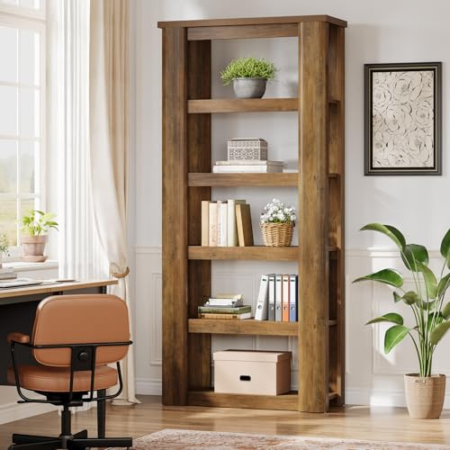 Tribesigns Bücherregal, 180 cm hohes Standregal mit 6 Ebenen, offene Ablagen, Regal für Büro, Wohnzimmer, Schlafzimmer, Arbeitszimmer, rustikales Braun