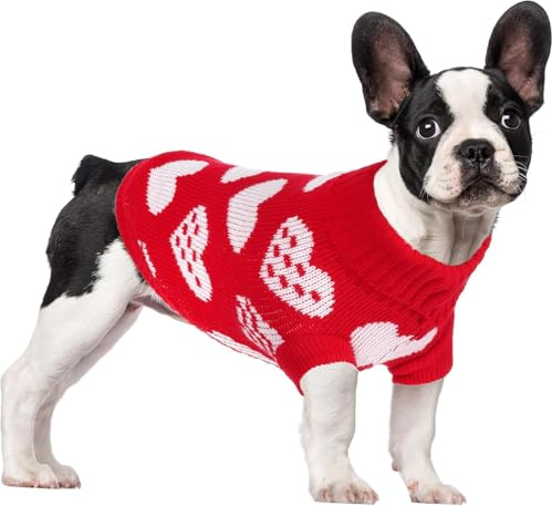 Pull Chien Cœur Rouge Vêtement Chaud Chien Saint Valentin, Disponible en 3 Tailles, Idéal Au Quotidien et pour Les Fêtes