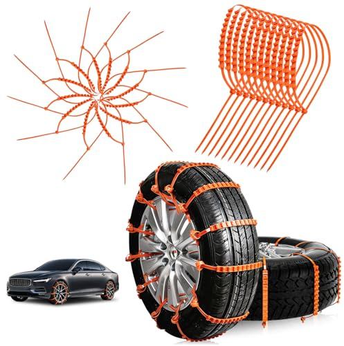 20Pcs Snow Tire Chains for Cars, Anti-Slip Traction for Winter Ice, Heavy Duty Universal Fit Vehicle Tire Chain Set with Trucks SUV, Easy Installation Durable and Reusable