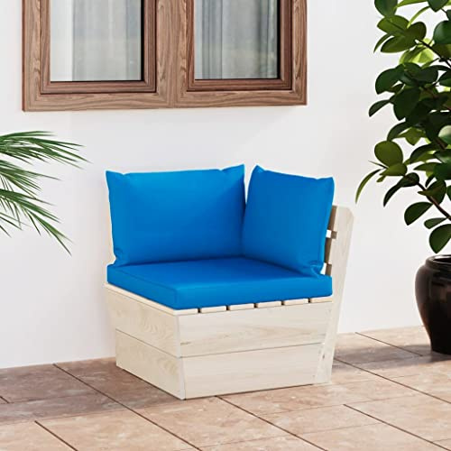 YUTAASU Garten-Paletten-Ecksofa mit Kissen aus imprägniertem Fichtenholz, langlebiges modulares Sofa-Eckelement für Terrasse und Garten, Bequeme Polsterauflage, rustikales