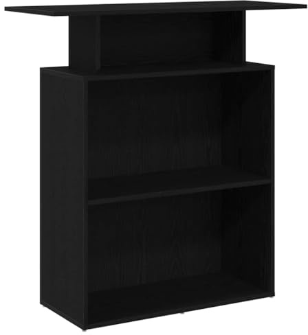HETFTJN Comptoir de Réception Noir 100x40x104 cm Bureau d'accueil en Bois d'Ingénierie Table de Caisse avec Étagère de Rangement pour Bureau Commerce Cabinet et Salon