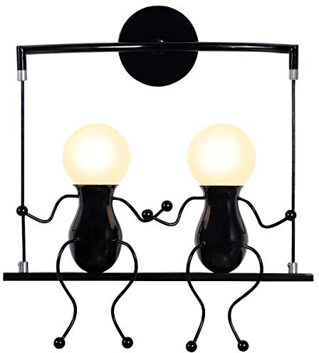 KAWELL Humanoid Kreative Wandleuchte Moderne Wandlampe Kerze Wandleuchte | Art Deco, Max 60W, E27 Basis, Eisen Halter, für Schlafzimmer Nachttisch Wohnzimmer Treppe Flur Restaurant Kinder Zimmer