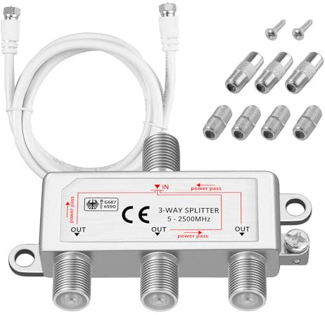 Neoteck 1 Piece 3 Way Coaxial Cable Splitter TV Antenna Splitter Male to Female Bidirectional with F