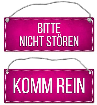 Pinkes Bitte nicht stören - Komm rein Wendeschild mit Kordel