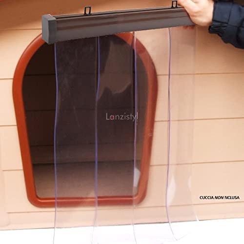 MOSCHITELLA Tenda Termica per Cuccia a Bande in PVC Trasparente Isolamento Termico Acustico - Misura 45x55H
