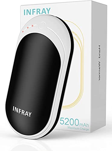 infray Handwärmer, USB wiederaufladbare 5200mAh Power Bank Elektrische Handheizung Doppelseitige Heizung Tasche Handwärmer, Perfekte Winter Geschenk für Frauen Männer - Schwarz