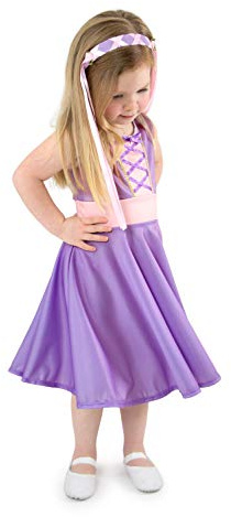 Little Adventures Rapunzel Princess Twirl Dress (Medium Size 6) - Machine Washable Child Pretend Play and Party Dress with No Glitter