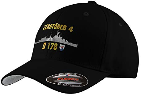 Copytec Flexfit Cap Zerstörer 4 D 478 Fletcher Marine Bundeswehr Bundesmarine #34232, Farbe:Schwarz, Flexfit Kappe:L/XL