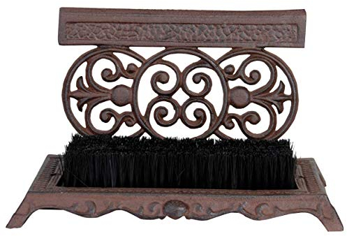 MAISONICA Decorative Cast Iron Shoe Scraper Boot Brush Cleaner Brown