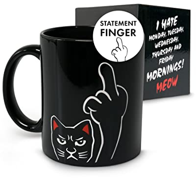 ANGRY CAT Tasse mit Thermoeffekt - lustige Kaffeetassen & Becher - Tasse mit Spruch - Keramik Becher mit wechselndem Motiv 340ml - Magic Cup, Kaffeebecher, Geschenk, Tassen mit Sprüchen