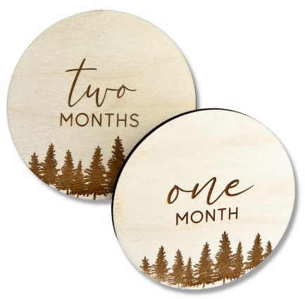 Legacy and Light Forest Themed Baby Milestone Signs, PNW Wooden Monthly Picture Props, Newborn Photos, Pine Tree Wood Disc, First Year, Woodland Fresh 48, Forest Birth Announcement