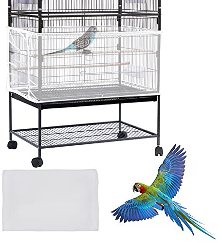 Mngren Extra groß Vogelkäfig Abdeckung, Universal Vogelkäfig Samenfänger, Einstellbar Papageien Kordelzug Vogelfutter Kleintiere Netz, Abdeckung Rock Bewachen für Runde Quadratische Käfige