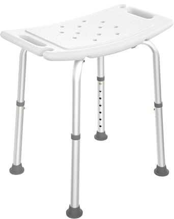 XMTECH Tabouret de douche - Hauteur réglable de 36 à 52 cm - 136 kg - Siège de salle de bain antidérapant - Siège de douche en aluminium et plastique - Pour les personnes âgées et les femmes enceintes