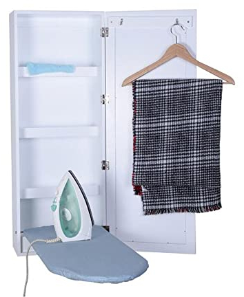 XIAOLIN Tabla Planchar Gabinete Plegable Montado Pared con Puerta Espejo, Hogar, Apartamento Y Espacios Pequeños, Gabinete Almacenamiento Blanco