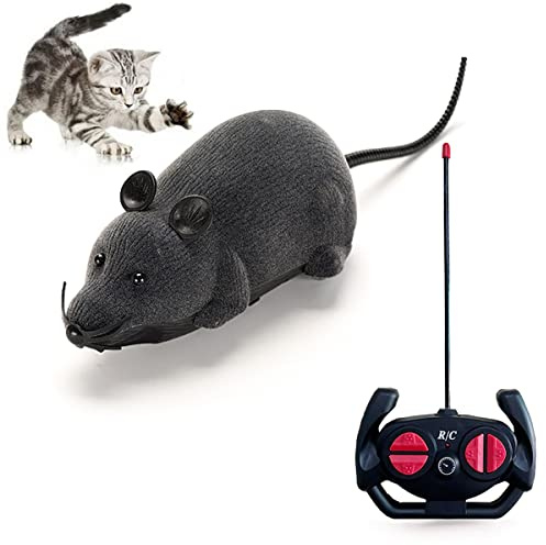 MYCreator Fernbedienung Gefälschte Ratte Realistische Maus Katzenspielzeug Mäuse RC Spielzeug Katze Mäuse Tier Interaktive Spielzeugfiguren Katze Laufrad Kabellose Jagd Streich Witz Gruselige Trick